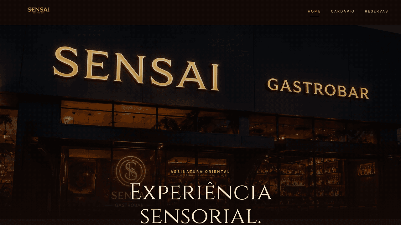 Screenshot da homepage do projeto Sensai Gastrobar